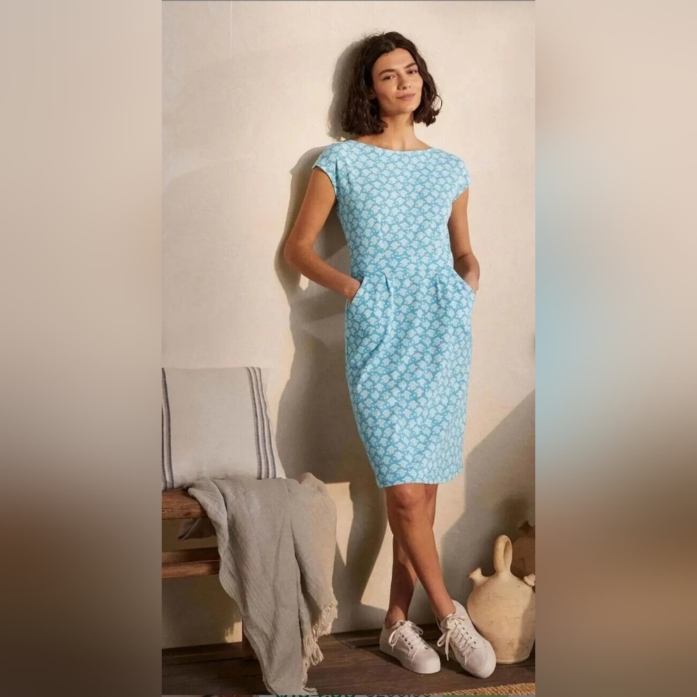Boden Florrie Elegant Blue Bird Jersey Dress Euc!